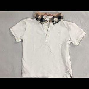 2T boys Burberry White Polo Tshirt